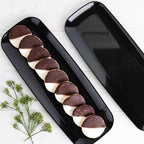 Black Plastic Organic Rectangle Tray (Pack of 2) - 17.5" - Sleek Design, Perfect Serving Platters For Weddings, alternate