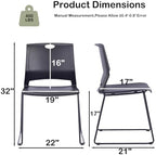 Black Plastic Stackable Chairs Set of 8 for Waiting Room Conference Church in Black, alternate view 3