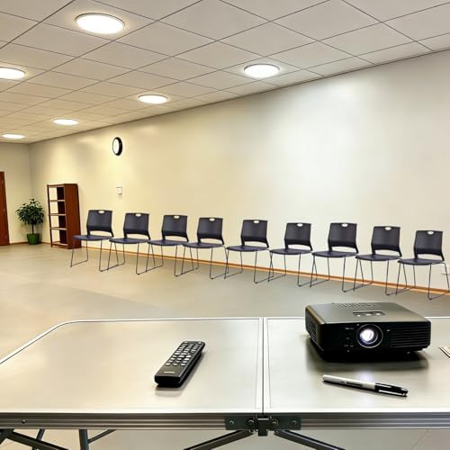 Black Plastic Stackable Chairs Set of 8 for Waiting Room Conference Church in Black, alternate view 4