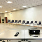 Black Plastic Stackable Chairs Set of 8 for Waiting Room Conference Church in Black, alternate view 4