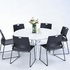 Black Plastic Stackable Chairs Set of 8 for Waiting Room Conference Church in Black, alternate view 5