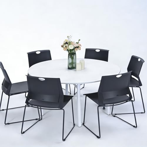 Black Plastic Stackable Chairs Set of 8 for Waiting Room Conference Church in Black, alternate view 5