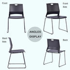 Black Plastic Stackable Chairs Set of 8 for Waiting Room Conference Church in Black, alternate view 6