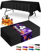 Black Plastic Table Cloth Disposable, 4 Pack, 54 x 108 in