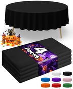 Black Plastic Table Cloth Disposable, 4 Pack, 84 in