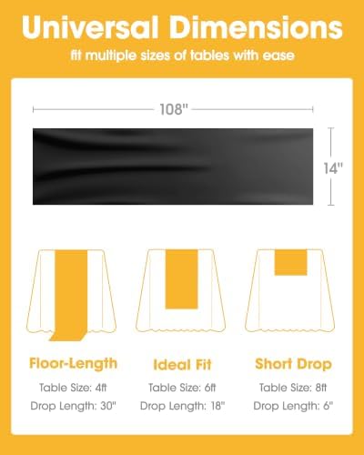 Black Plastic Table Runner Party Decorations, Disposable, 4 Pack, alternate view 2