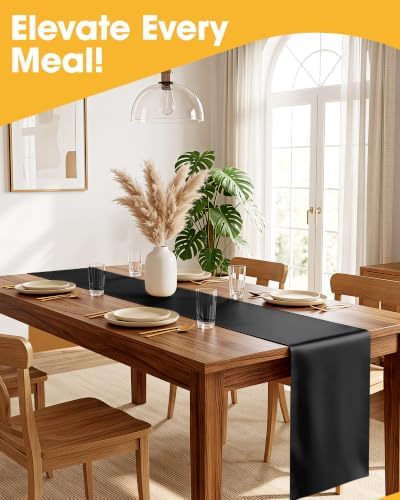 Black Plastic Table Runner Party Decorations, Disposable, 4 Pack, alternate view 3