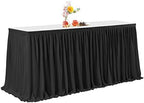 Black Polyester Table Skirt for Rectangle Tables 12ft, Wrinkle Resistant Pleated Ruffle Tablecloth for Banquet, alternate