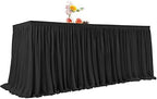 Black Polyester Table Skirt for Rectangle Tables 17ft, Wrinkle Resistant Pleated Ruffle Table Cloth for Banquet, alternate