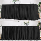 Black Polyester Table Skirt for Rectangle Tables 17ft, Wrinkle Resistant Pleated Ruffle Table Cloth for Banquet, alternate