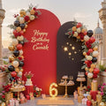 Black Red Arch Cover 2 Set-7.2 and 6ft Arch Backdrop Cover Spandex Wedding Arch Stand Covers for Birthday Party