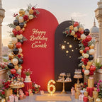 Black Red Arch Cover 2 Set-7.2 and 6ft Arch Backdrop Cover Spandex Wedding Arch Stand Covers for Birthday Party
