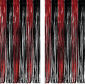 Black Red Party Streamers Backdrop - Foil Fringe Tinsel for Stranger/Friday Party/Halloween Party Decorations