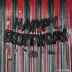 Black Red Party Streamers Backdrop - Foil Fringe Tinsel for Stranger/Friday Party/Halloween Party Decorations, alternate view