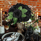 Black Rose 25pcs Real Looking Artificial Flowers w/Stem in Black, alternate view 5