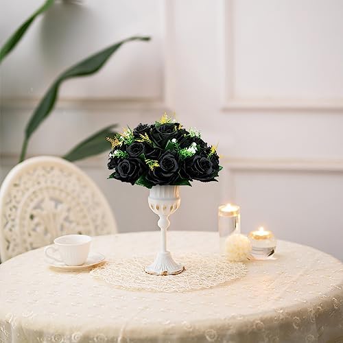 Black Rose Flower Balls for Table Centerpiece, 2 Pcs, Easy of Use in 19.6"x9.8" in Black, alternate view 4