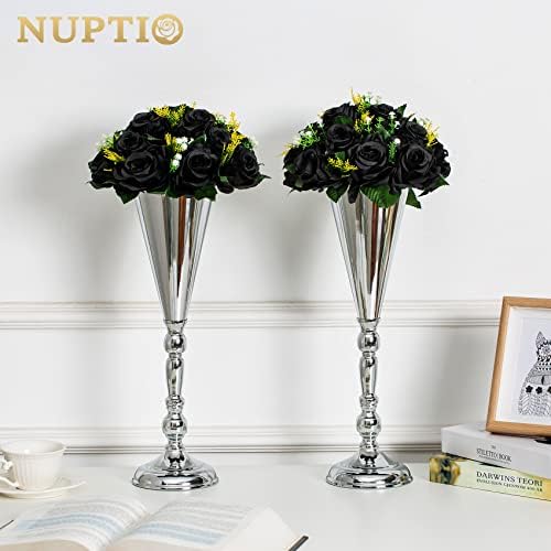 Black Roses Artificial Flowers Pcs of 10 Fake Flower Bouquet Black Hydrangea Flowers Artificial, 15 Heads Fake, alternate