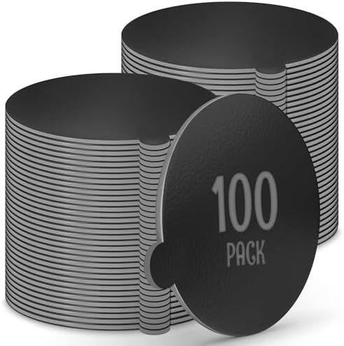 Black Round Mini Cake Boards with Tab - 2-3/4 Inch Grease-Proof, Foil-Covered, Food Grade Cardboard for
