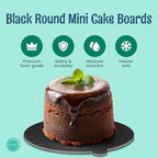 Black Round Mini Cake Boards with Tab - 2-3/4 Inch Grease-Proof, Foil-Covered, Food Grade Cardboard for, alternate view 3