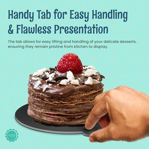 Black Round Mini Cake Boards with Tab - 2-3/4 Inch Grease-Proof, Foil-Covered, Food Grade Cardboard for, alternate view 5