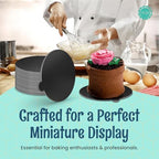 Black Round Mini Cake Boards with Tab - 2-3/4 Inch Grease-Proof, Foil-Covered, Food Grade Cardboard for, alternate view 6