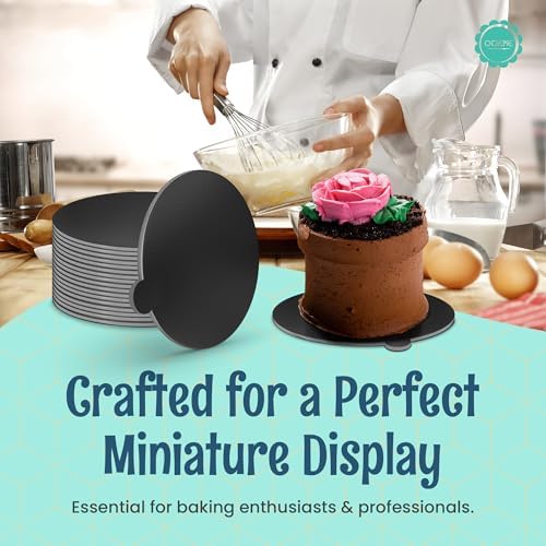 Black Round Mini Cake Boards with Tab - 2-3/4 Inch Grease-Proof, Foil-Covered, Food Grade Cardboard for, alternate view 6