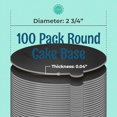 Black Round Mini Cake Boards with Tab - 2-3/4 Inch Grease-Proof, Foil-Covered, Food Grade Cardboard for, alternate view 7