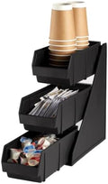Black Self Serve Condiment Bin Stand Set, Removable Condiment Organizer with 3-Tier Stand and 3 Condiment Bins