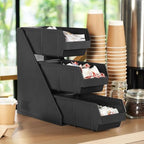 Black Self Serve Condiment Bin Stand Set, Removable Condiment Organizer with 3-Tier Stand and 3 Condiment Bins, alternate