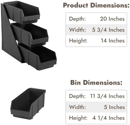 Black Self Serve Condiment Bin Stand Set, Removable Condiment Organizer with 3-Tier Stand and 3 Condiment Bins, alternate