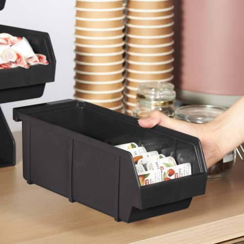 Black Self Serve Condiment Bin Stand Set, Removable Condiment Organizer with 3-Tier Stand and 3 Condiment Bins, alternate