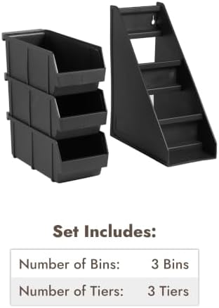 Black Self Serve Condiment Bin Stand Set, Removable Condiment Organizer with 3-Tier Stand and 3 Condiment Bins, alternate