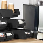 Black Self Serve Condiment Bin Stand Set, Removable Condiment Organizer with 3-Tier Stand and 3 Condiment Bins, alternate