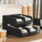 Black Self Serve Condiment Bin Stand Set, Removable Condiment Organizer with 2-Tier Stand and 4 Condiment Bins, alternate