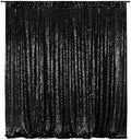 Black Sequin Backdrop, 10Ft x 10Ft Glitter Photography Background Curtains, Sequence Drapes for Party Baby