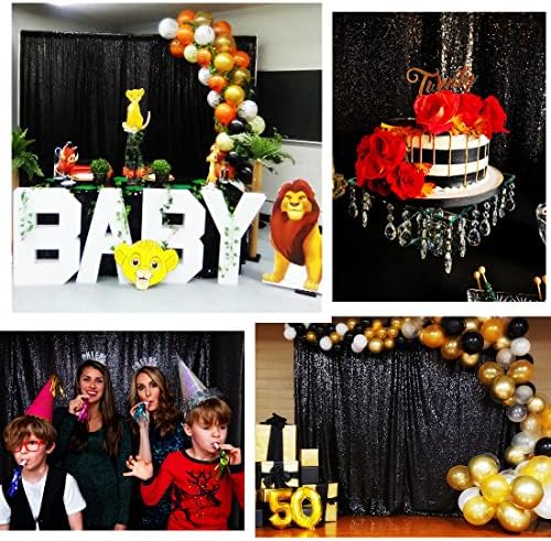 Black Sequin Backdrop, 10Ft x 10Ft Glitter Photography Background Curtains, Sequence Drapes for Party Baby, alternate view 2