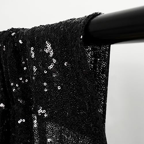 Black Sequin Backdrop, 10Ft x 10Ft Glitter Photography Background Curtains, Sequence Drapes for Party Baby, alternate view 3