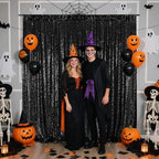 Black Sequin Backdrop, 10Ft x 10Ft Glitter Photography Background Curtains, Sequence Drapes for Party Baby, alternate view 5
