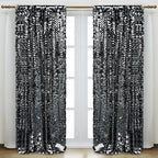 Black Sequin Backdrop, 4x10 FT, 2 Panels for Halloween Party Decor in 4 ft W x 10 ft L (2 Panels) in Black