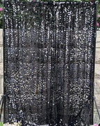 Black Sequin Backdrop, 4x10 FT, 2 Panels for Halloween Party Decor in 4 ft W x 10 ft L (2 Panels) in Black, alternate view 4