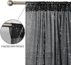 Black Sequin Backdrop Curtain 3 Panels 2FTx8FT Glitter Black Background Drapes Sparkle Photography Backdrop for, alternate
