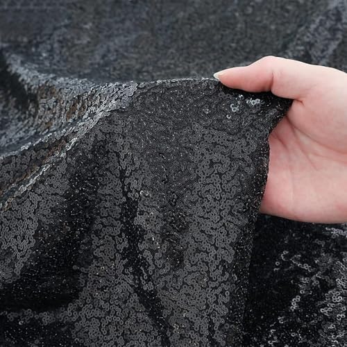 Black Sequin Backdrop Curtain 7FTx7FT Glitter Black Background Drapes Sparkle Photography Backdrop for Party, alternate view