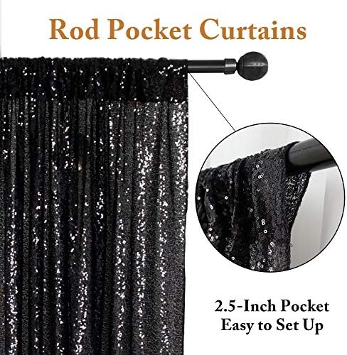 Black Sequin Curtains 2 Panels 14FTx7FT, alternate view 3