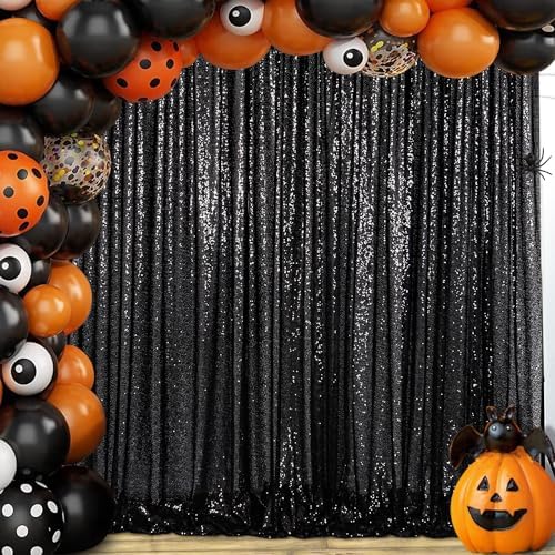 Black Sequin Curtains 2 Panels 14FTx7FT, alternate view 5