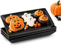 Black Serving Platters 10 Inch Rectangular Serving Dishes Set of 4 in Black
