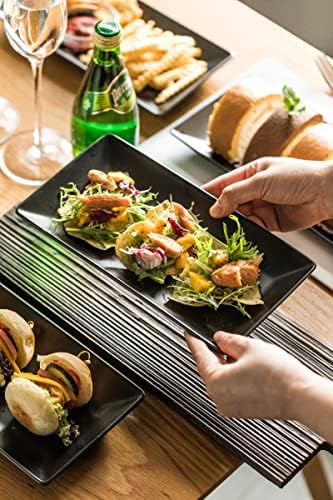 Black Serving Platters 10 Inch Rectangular Serving Dishes Set of 4 in Black, alternate view 3