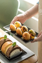 Black Serving Platters 10 Inch Rectangular Serving Dishes Set of 4 in Black, alternate view 4