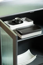 Black Serving Platters 10 Inch Rectangular Serving Dishes Set of 4 in Black, alternate view 5