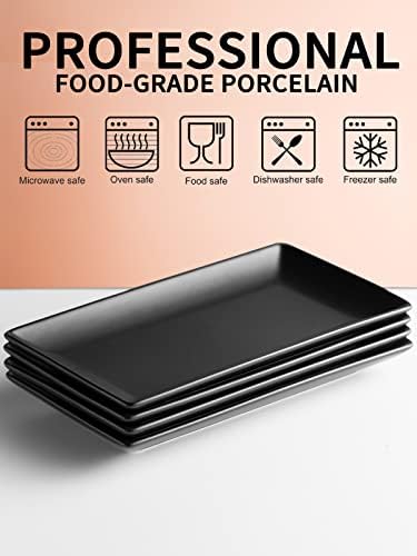 Black Serving Platters 10 Inch Rectangular Serving Dishes Set of 4 in Black, alternate view 6