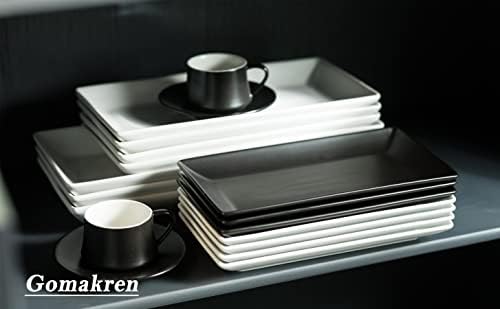 Black Serving Platters 10 Inch Rectangular Serving Dishes Set of 4 in Black, alternate view 7